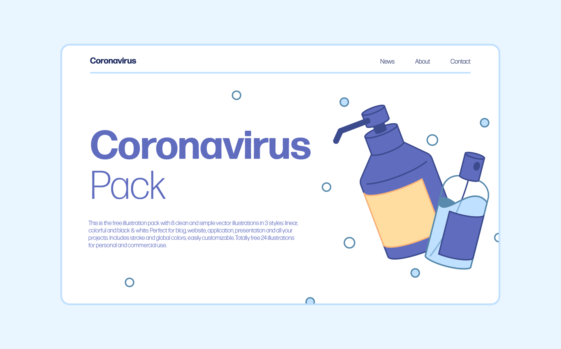 Download Иллюстрация "Coronavirus Pack - Illustration" / Coronavirus Pack - Illustration - Иллюстрация на тему графика coronavirus,virus,medicine,quarantine,mask,antiseptic,spray,bottle,face,hand,stay,home,covid,toilet,paper
