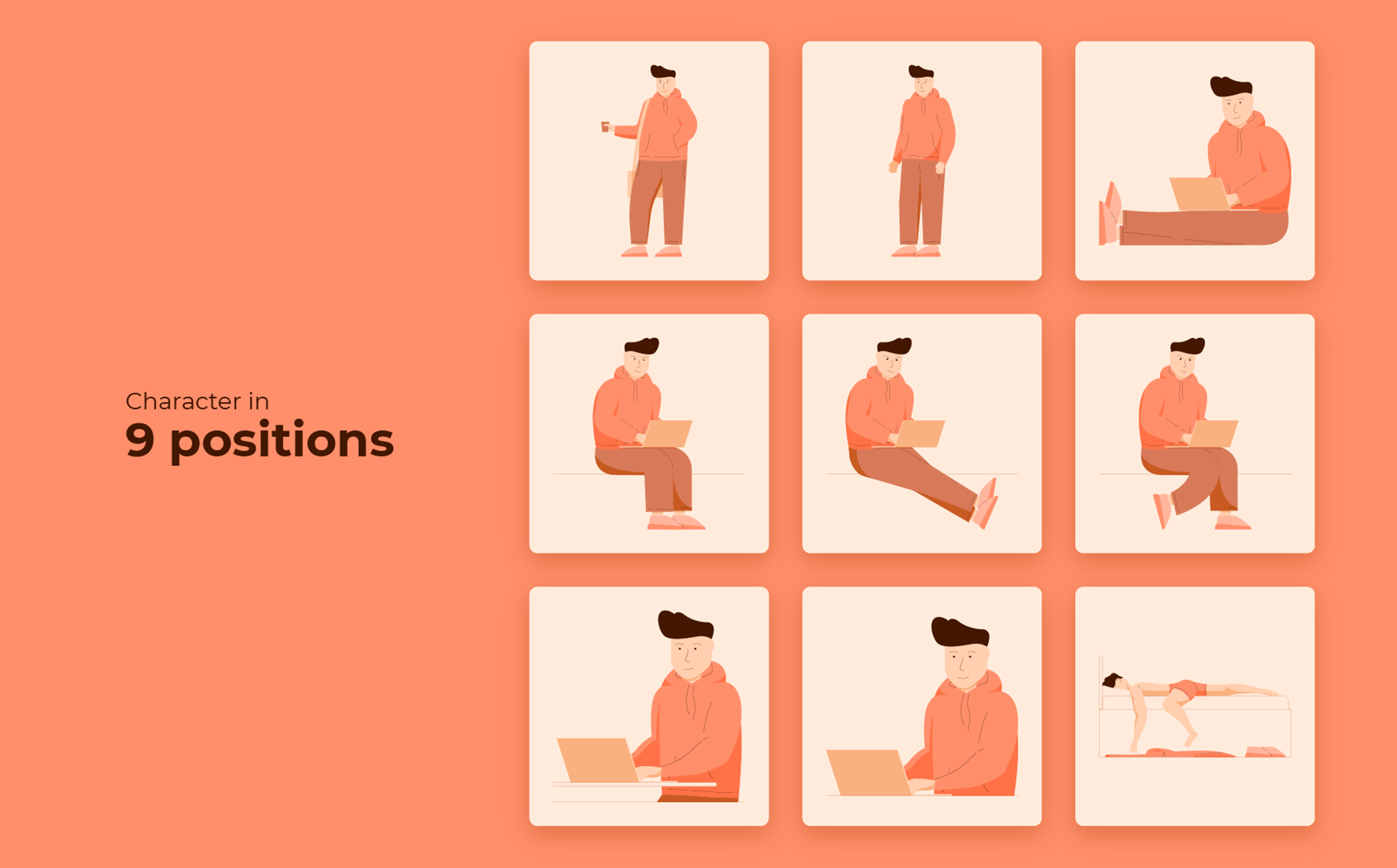 Download Иллюстрация "Freelance Guy Set - Illustration" / Freelance Guy Set - Illustration - Иллюстрация на тему графика character,design,illustrations,pack,set,freelance,guy,web,men,freelancer,project,work,ai,eps,png,svg