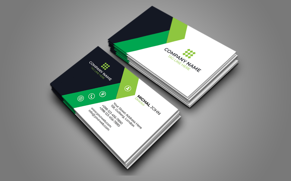 Download Фирменный стиль "Modern Business Card Design - Corporate Identity Template" / Modern Business Card Design - Corporate Identity Template - Фирменный стиль на тему графика black,blue,both,side,business,card,creative,design,desinger,fluer,graphic,green,landscape,modern,official,pack,print,ready,professional,psd