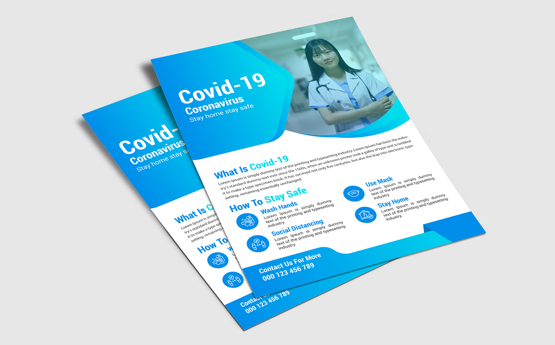 Download Фирменный стиль "COVID-19 Coronavirus Flyer Design - Corporate Identity Template" / COVID-19 Coronavirus Flyer Design - Corporate Identity Template - Фирменный стиль на тему графика covid-19,coronavirus,flyer,corona,covid,design,stay,home,safe,promotion,business,awareness,marketing,leaflet,a4,page,template,modern,medical,hospital