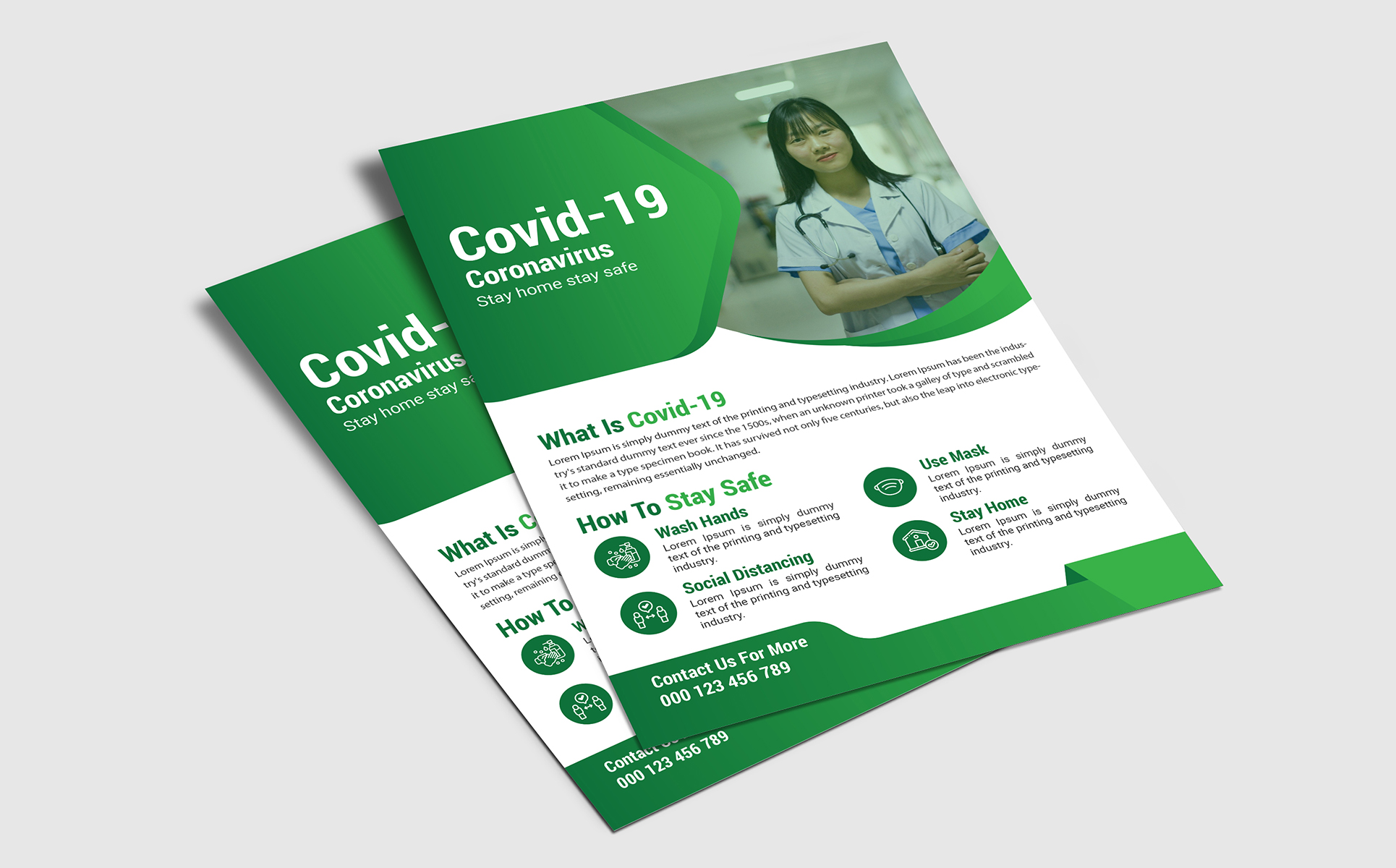 Download Фирменный стиль "COVID-19 Coronavirus Flyer Design - Corporate Identity Template" / COVID-19 Coronavirus Flyer Design - Corporate Identity Template - Фирменный стиль на тему графика covid-19,coronavirus,flyer,corona,covid,design,stay,home,safe,promotion,business,awareness,marketing,leaflet,a4,page,template,modern,medical,hospital