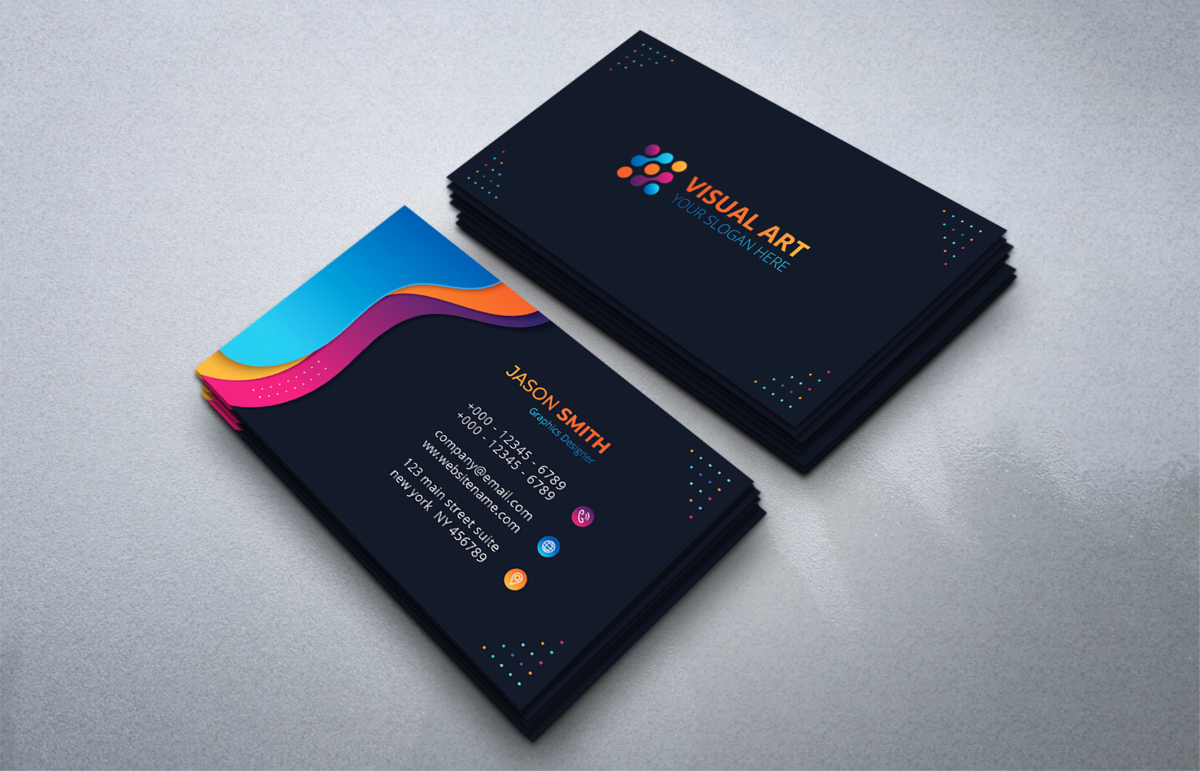 Download Фирменный стиль "Modern Business Card with Colorful Shapes - Corporate Identity Template" / Modern Business Card with Colorful Shapes - Corporate Identity Template - Фирменный стиль на тему графика business,corporate,card,brand,template,visiting,company,cards,abstract,clean,modern,logo,creative,presentation,contact,information,identity,blue,orange,colorful
