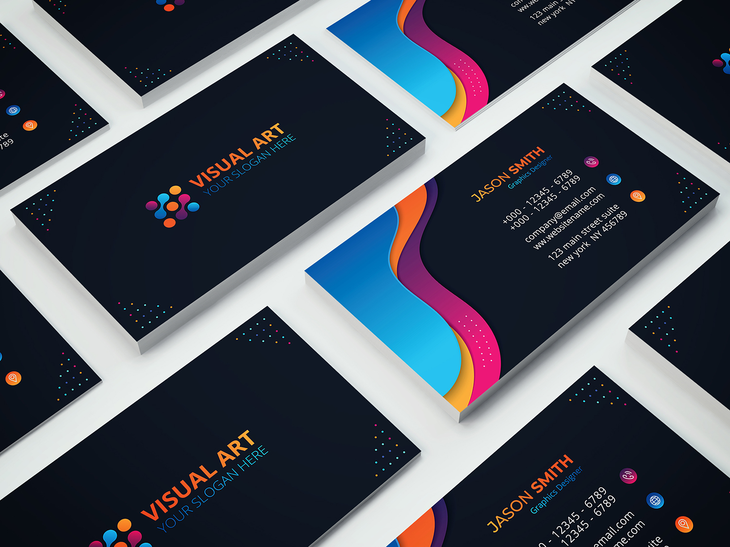 Download Фирменный стиль "Modern Business Card with Colorful Shapes - Corporate Identity Template" / Modern Business Card with Colorful Shapes - Corporate Identity Template - Фирменный стиль на тему графика business,corporate,card,brand,template,visiting,company,cards,abstract,clean,modern,logo,creative,presentation,contact,information,identity,blue,orange,colorful