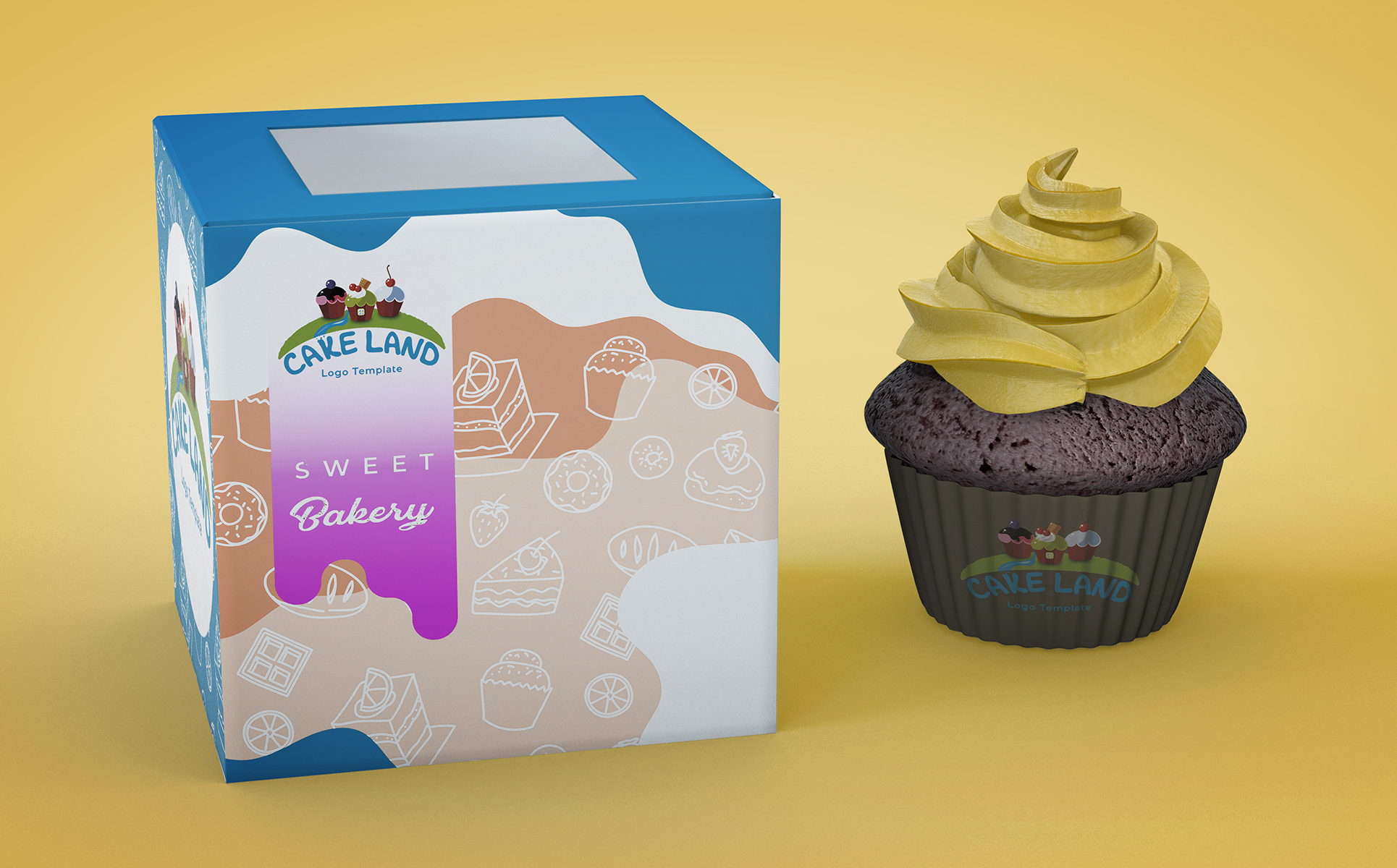 Download Шаблон логотипа "Cake Logo Template" / Cake Logo Template - Шаблон логотипа на тему графика cake,logo,pastry,brownies,cupcake,muffin,fruitcake,candy