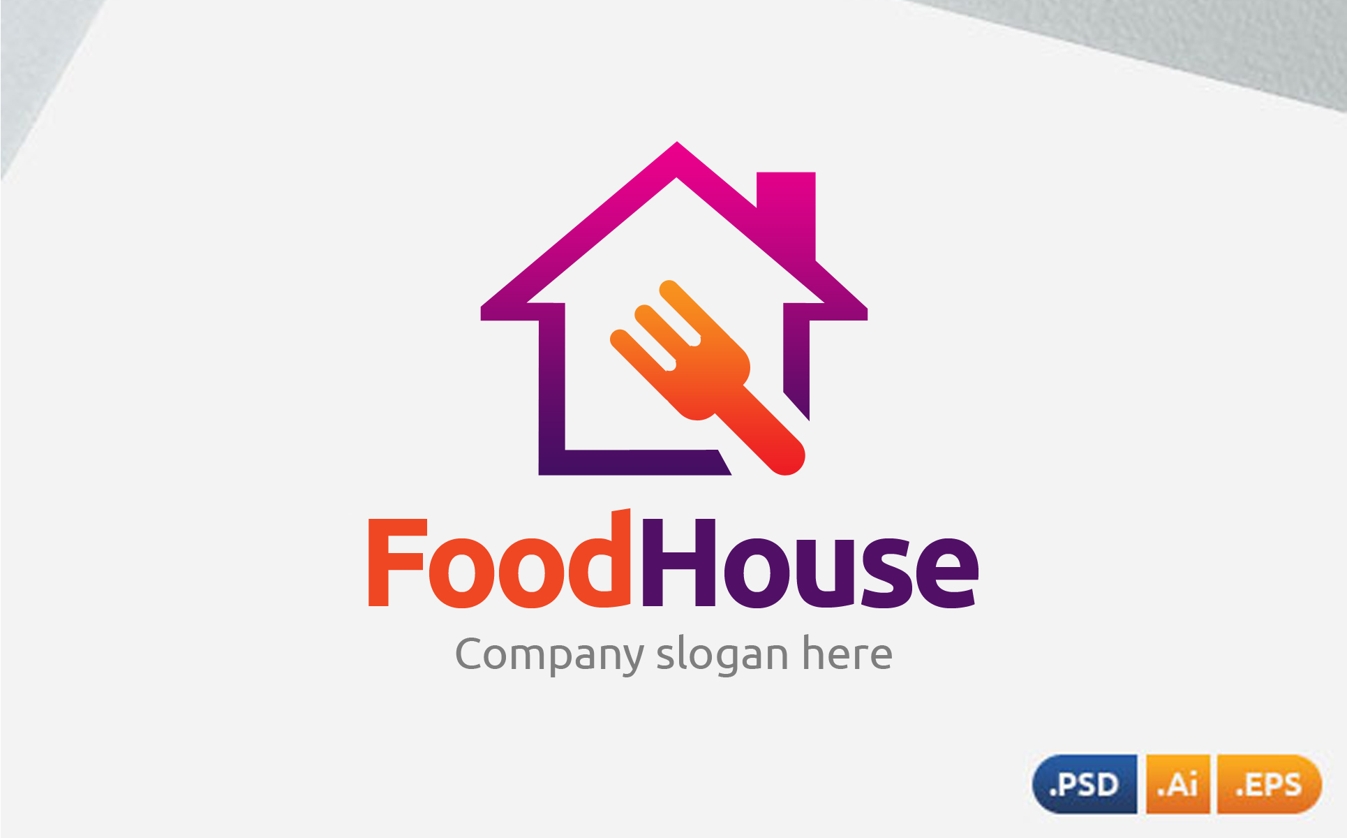 Download Шаблон логотипа "Food House Logo Template" / Food House Logo Template - Шаблон логотипа на тему графика food,restaurant,hotel,logo,business,modern,brand,creative,corporate,company,media,identity,professional,design,web,vector,branding,simple,studio,green