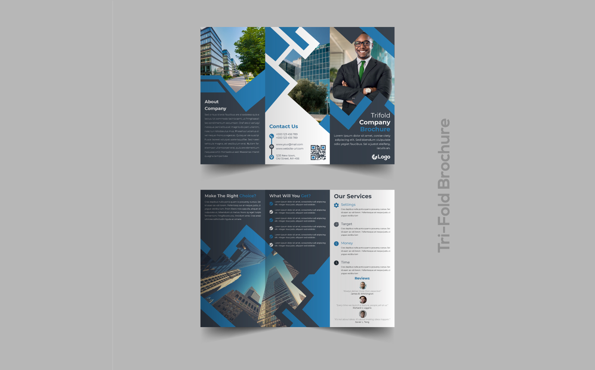 Download Фирменный стиль "Blue Trifold Brochure Design - Corporate Identity Template" / Blue Trifold Brochure Design - Corporate Identity Template - Фирменный стиль на тему графика cover,publication,creative,booklet,design,vector,brochure,business,layout,leaflet,trifold,tri-fold,presentation,folder,poster,template,print,blue,corporate,promotionundefined