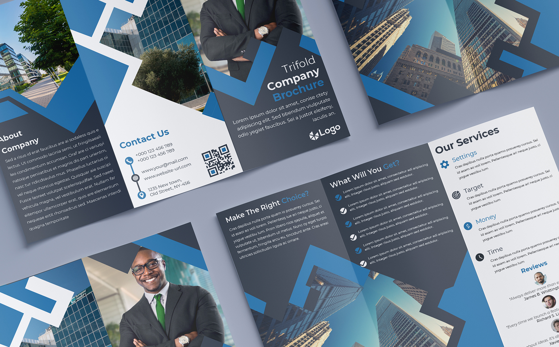 Download Фирменный стиль "Blue Trifold Brochure Design - Corporate Identity Template" / Blue Trifold Brochure Design - Corporate Identity Template - Фирменный стиль на тему графика cover,publication,creative,booklet,design,vector,brochure,business,layout,leaflet,trifold,tri-fold,presentation,folder,poster,template,print,blue,corporate,promotionundefined