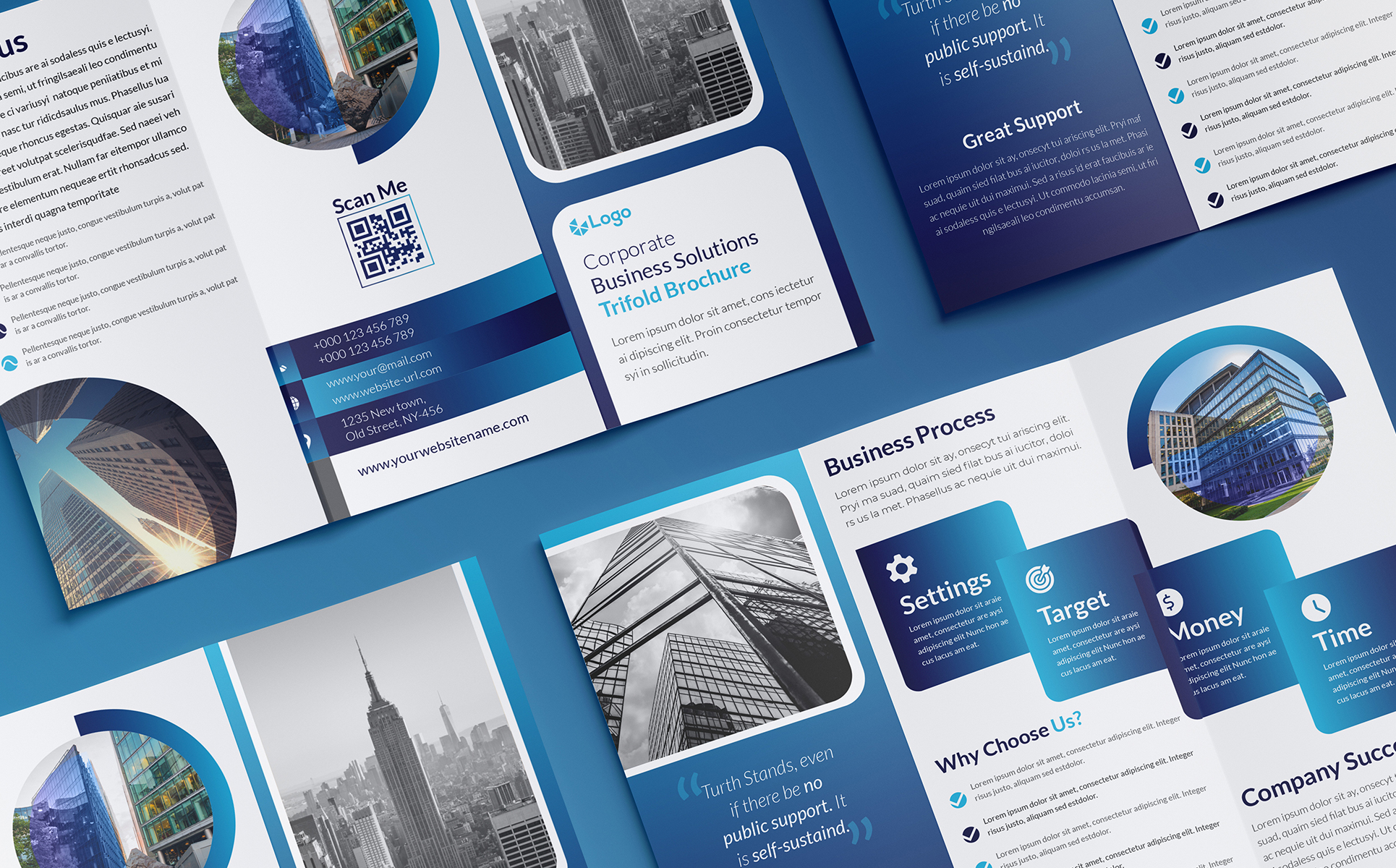 Download Фирменный стиль "Blue Gradient Trifold Brochure Design - Corporate Identity Template" / Blue Gradient Trifold Brochure Design - Corporate Identity Template - Фирменный стиль на тему графика brochure,publication,design,presentation,document,concept,template,trifold,promotion,leaflet,corporate,folder,print,marketing,creative,business,vector,company,tri-fold,catalogundefined