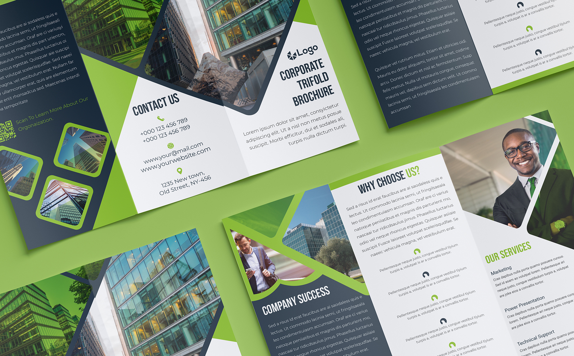 Download Фирменный стиль "Green Trifold Brochure Design - Corporate Identity Template" / Green Trifold Brochure Design - Corporate Identity Template - Фирменный стиль brochure,publication,design,presentation,document,concept,template,trifold,promotion,leaflet,corporate,folder,print,marketing,creative,business,vector,company,tri-fold,catalogundefined