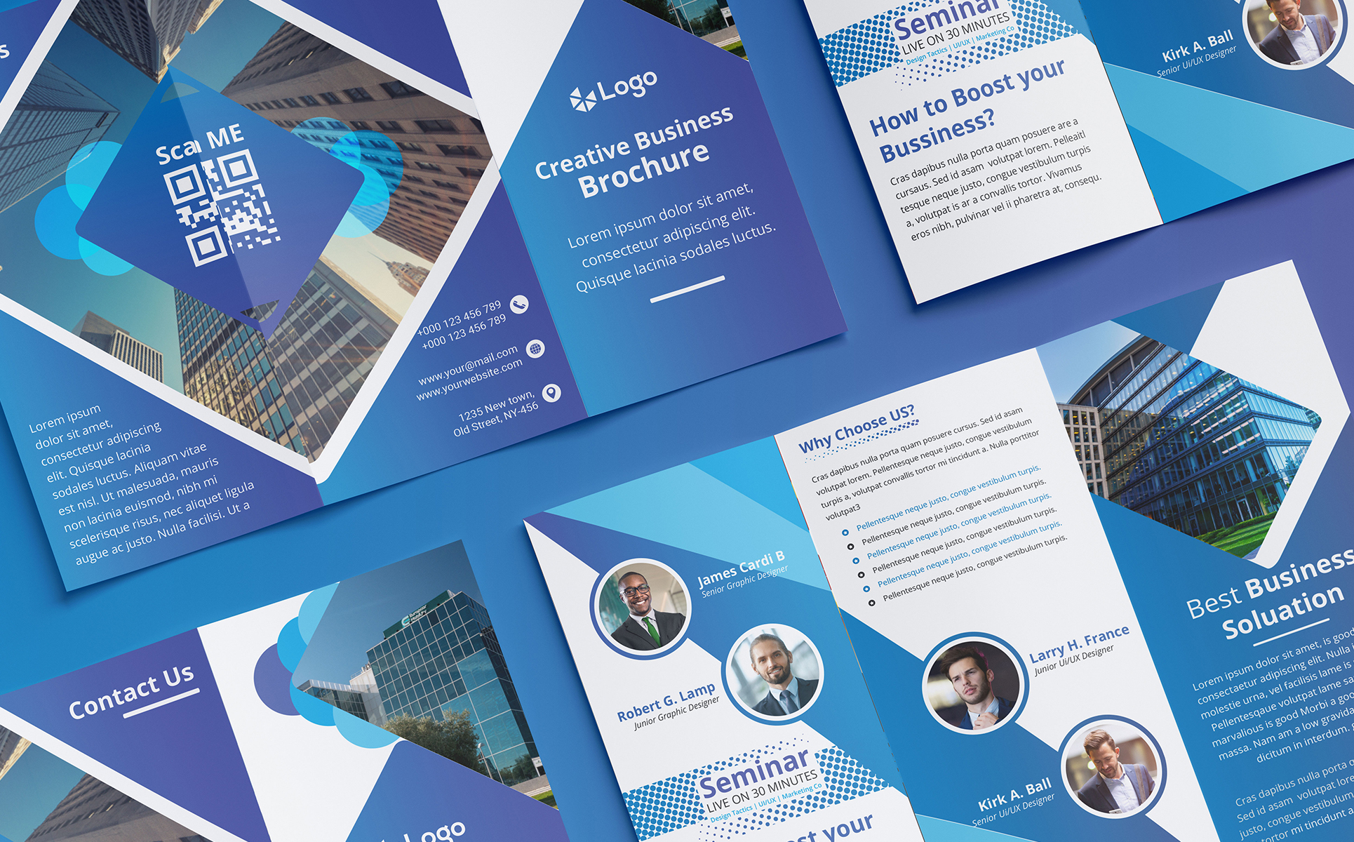 Download Фирменный стиль "Blue Gradient Trifold Brochure Design - Corporate Identity Template" / Blue Gradient Trifold Brochure Design - Corporate Identity Template - Фирменный стиль на тему графика brochure,publication,design,presentation,document,concept,template,trifold,promotion,leaflet,corporate,folder,print,marketing,creative,vector,company,tri-fold,blue,gradient