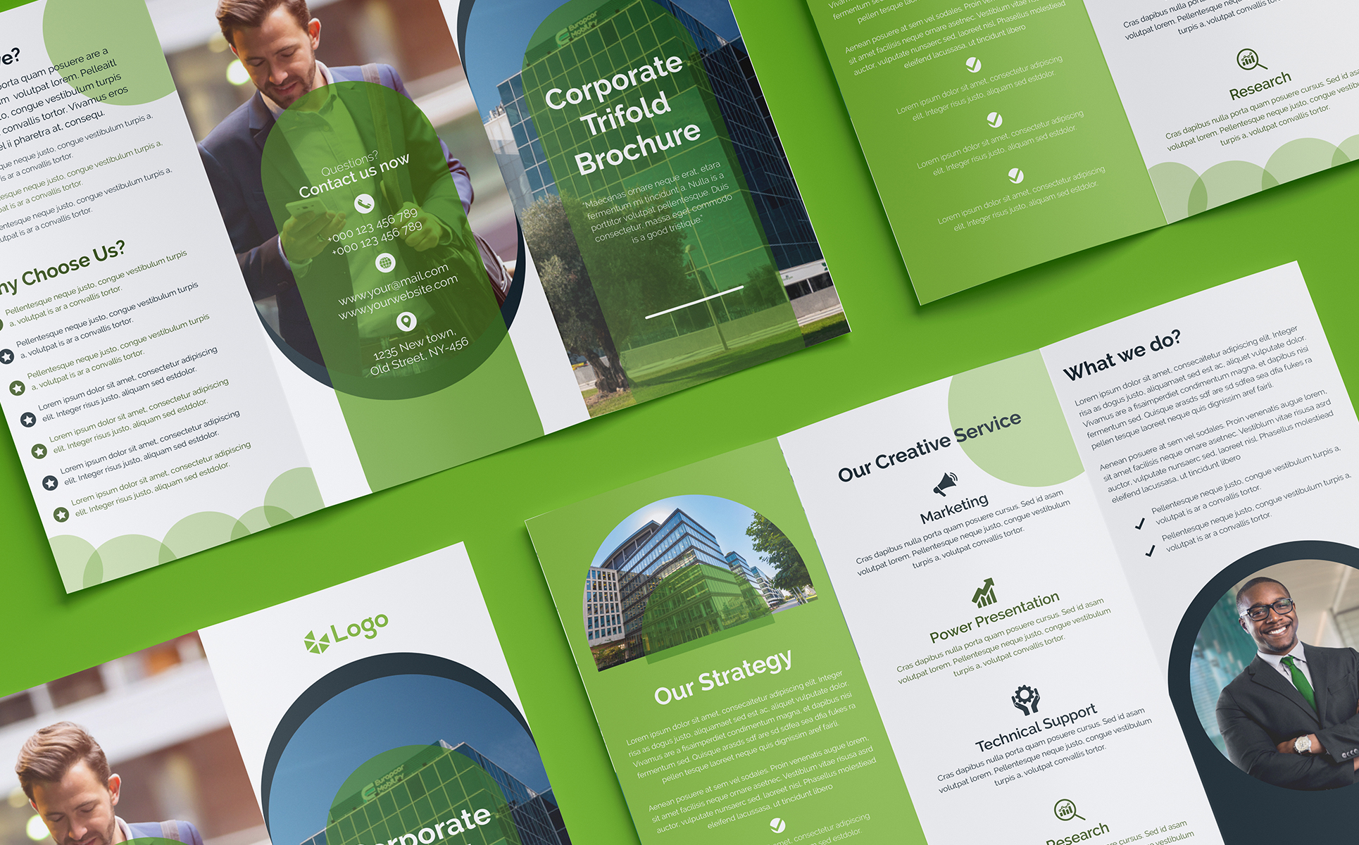 Download Фирменный стиль "Green Trifold Brochure Design - Corporate Identity Template" / Green Trifold Brochure Design - Corporate Identity Template - Фирменный стиль на тему графика concept,book,idea,trend,blank,template,trifold,promotion,leaflet,background,corporate,folder,print,marketing,creative,business,vector,company,tri-fold,green