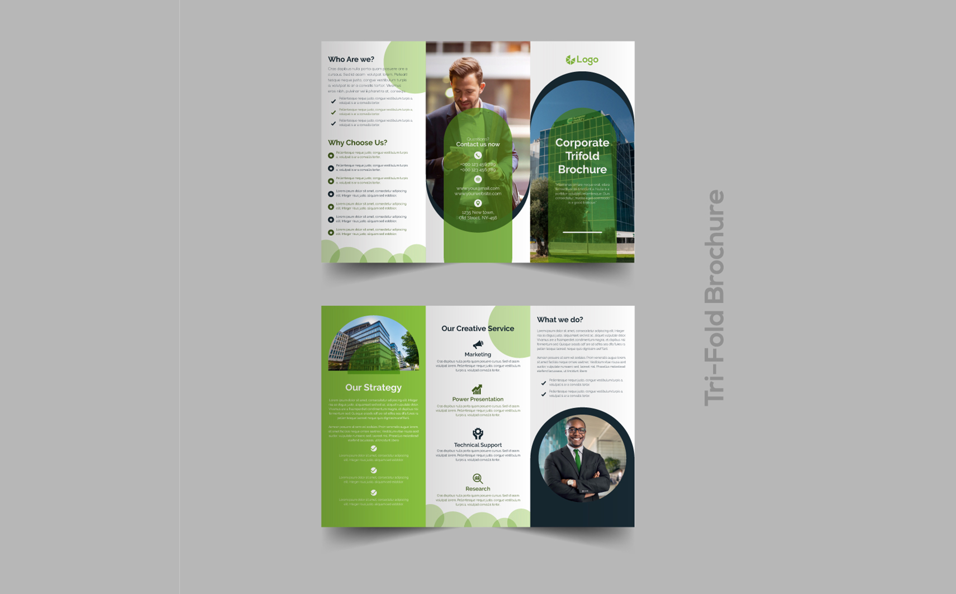 Download Фирменный стиль "Green Trifold Brochure Design - Corporate Identity Template" / Green Trifold Brochure Design - Corporate Identity Template - Фирменный стиль на тему графика concept,book,idea,trend,blank,template,trifold,promotion,leaflet,background,corporate,folder,print,marketing,creative,business,vector,company,tri-fold,green