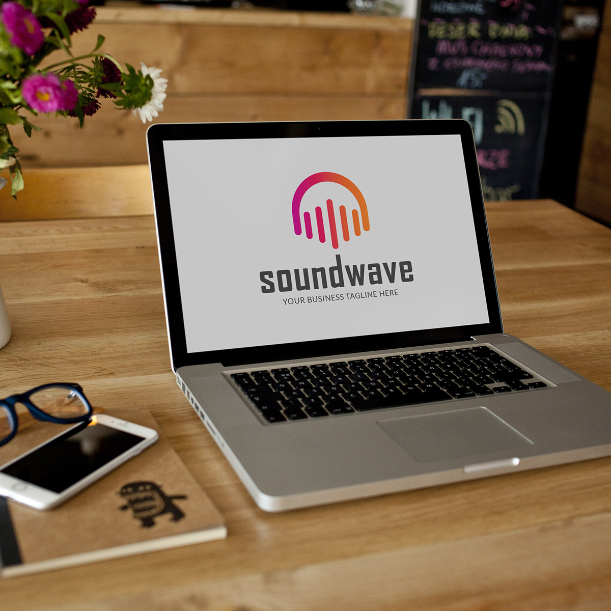 Download Шаблон логотипа "Sound Wave Logo Template" / Sound Wave Logo Template - Шаблон логотипа на тему графика sound wave logo entertainment soundwave headphone