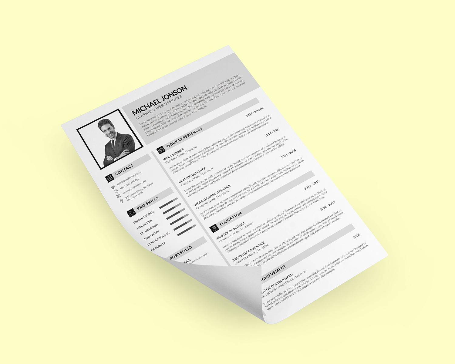 Download Резюме "Clean with cover letter Resume Template" / Clean with cover letter Resume Template - Резюме на тему графика resume cv clean modern personal portfolio
