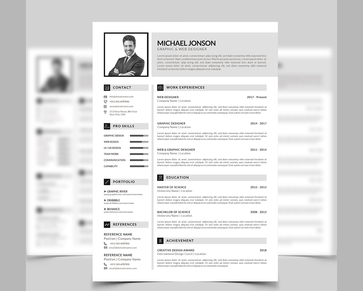 Download Резюме "Clean with cover letter Resume Template" / Clean with cover letter Resume Template - Резюме на тему графика resume cv clean modern personal portfolio