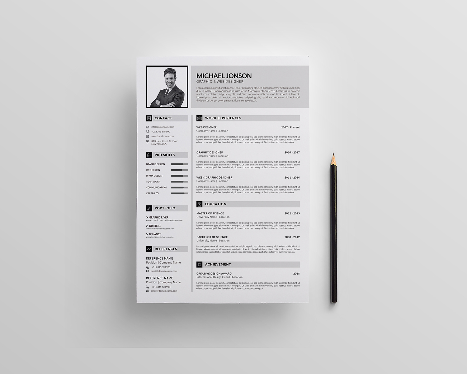 Download Резюме "Clean with cover letter Resume Template" / Clean with cover letter Resume Template - Резюме на тему графика resume cv clean modern personal portfolio