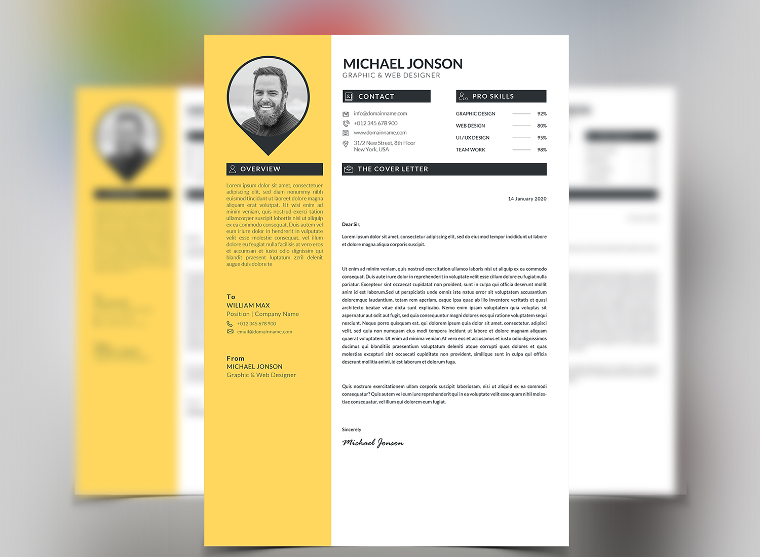 Download Резюме "Cover Letter Resume Template" / Cover Letter Resume Template - Резюме на тему графика resume clean creative a4 cv template design elegant indesign infographic minimalist modern portfolio professional set word