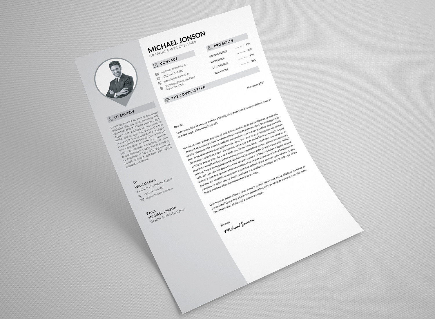 Download Резюме "Cover Letter Resume Template" / Cover Letter Resume Template - Резюме на тему графика resume clean creative a4 cv template design elegant indesign infographic minimalist modern portfolio professional set word