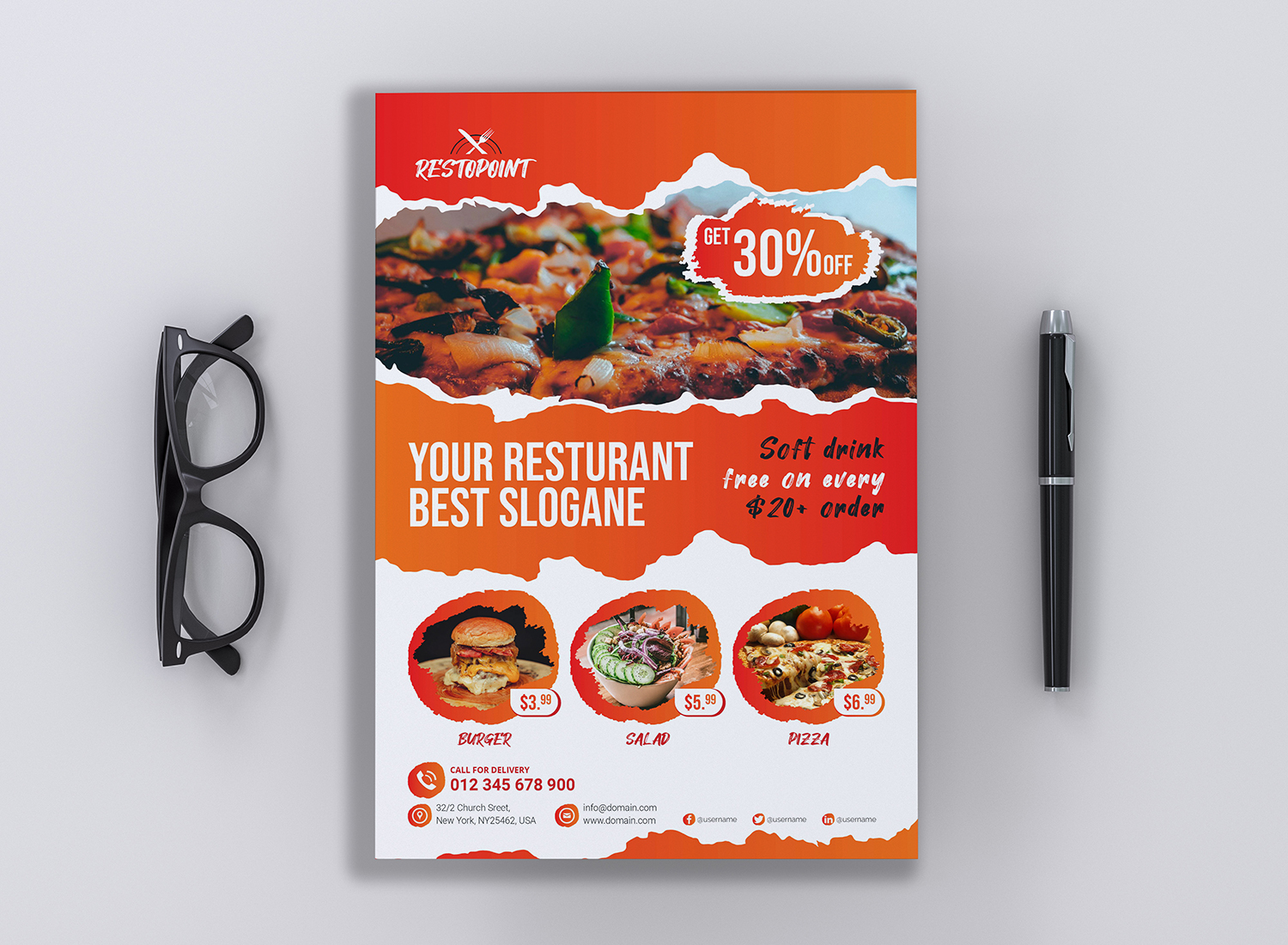 Download Фирменный стиль "Restaurant Promotional Flyer - Corporate Identity Template" / Restaurant Promotional Flyer - Corporate Identity Template - Фирменный стиль на тему графика food restaurant promotional flyer flyers marketing sales offer