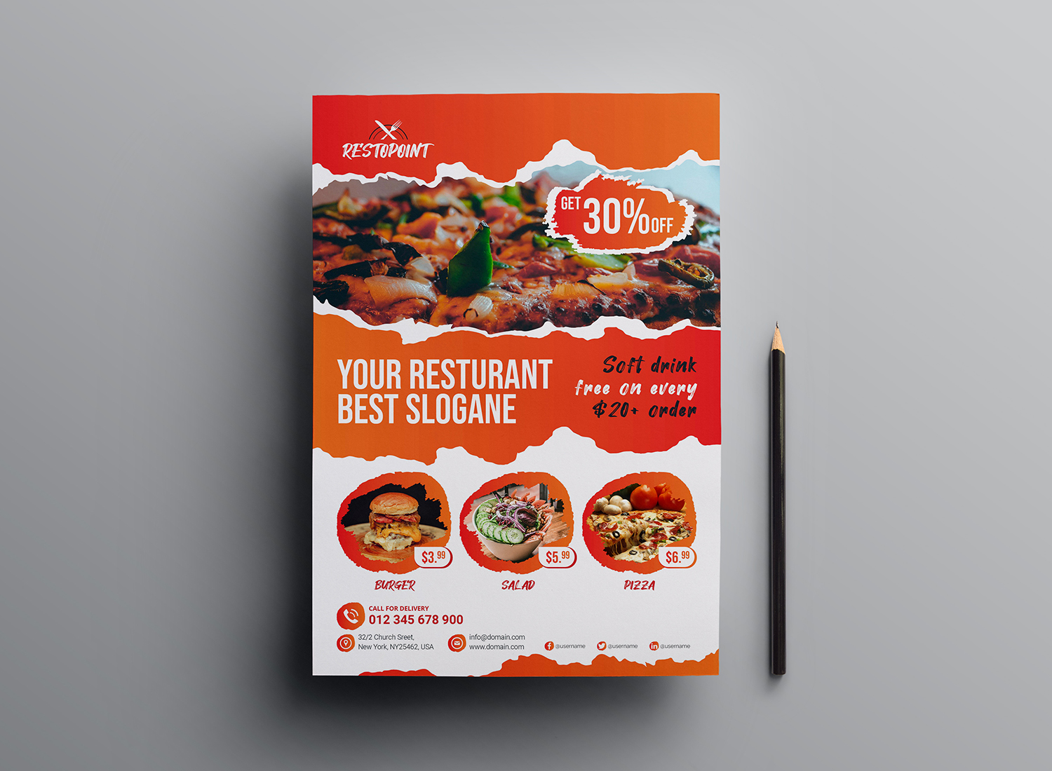 Download Фирменный стиль "Restaurant Promotional Flyer - Corporate Identity Template" / Restaurant Promotional Flyer - Corporate Identity Template - Фирменный стиль на тему графика food restaurant promotional flyer flyers marketing sales offer