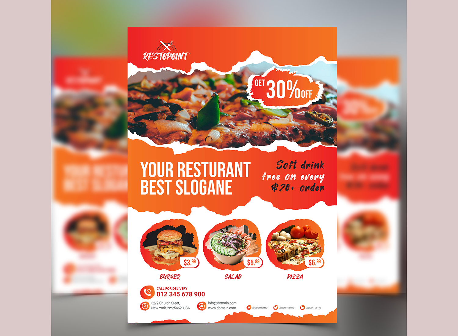 Download Фирменный стиль "Restaurant Promotional Flyer - Corporate Identity Template" / Restaurant Promotional Flyer - Corporate Identity Template - Фирменный стиль на тему графика food restaurant promotional flyer flyers marketing sales offer