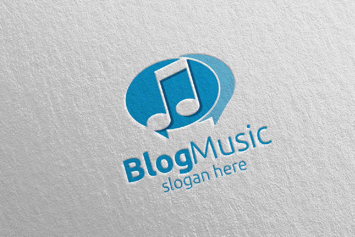 Download Шаблон логотипа "Blog Music with Note Concept 41 Logo Template" / Blog Music with Note Concept 41 Logo Template - Шаблон логотипа на тему графика music logo karaoke melody movie multimedia record voice singer note sound song play wave video volume audio vector compose blog