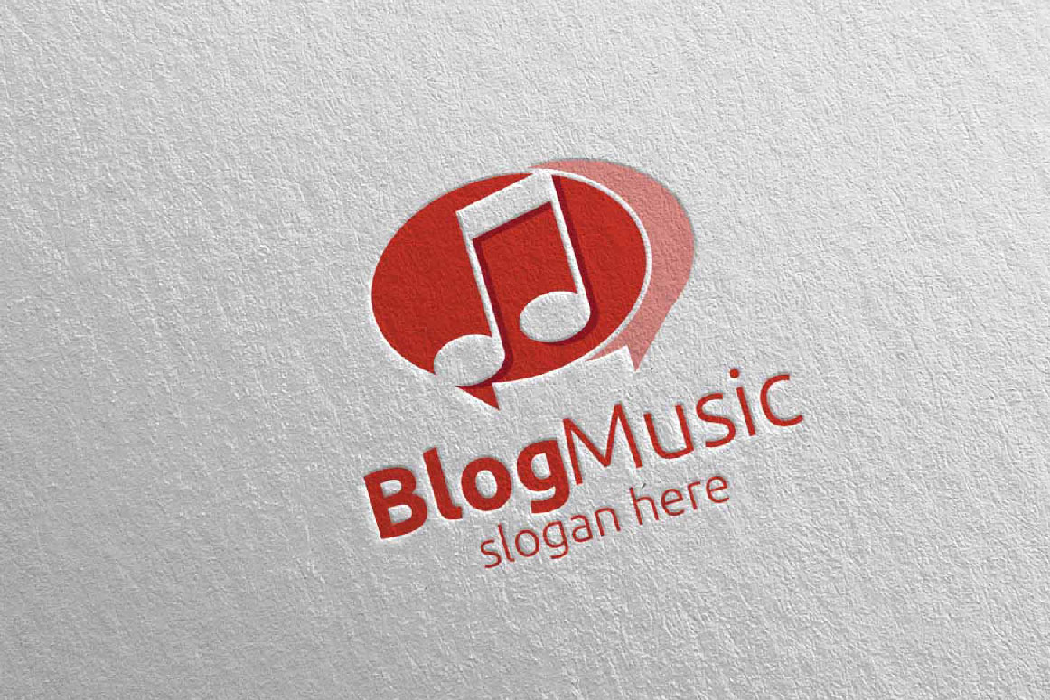 Download Шаблон логотипа "Blog Music with Note Concept 41 Logo Template" / Blog Music with Note Concept 41 Logo Template - Шаблон логотипа на тему графика music logo karaoke melody movie multimedia record voice singer note sound song play wave video volume audio vector compose blog