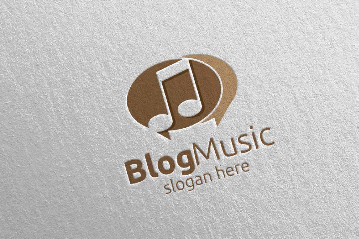 Download Шаблон логотипа "Blog Music with Note Concept 41 Logo Template" / Blog Music with Note Concept 41 Logo Template - Шаблон логотипа на тему графика music logo karaoke melody movie multimedia record voice singer note sound song play wave video volume audio vector compose blog