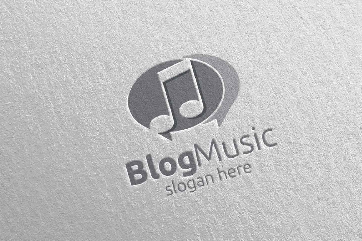 Download Шаблон логотипа "Blog Music with Note Concept 41 Logo Template" / Blog Music with Note Concept 41 Logo Template - Шаблон логотипа на тему графика music logo karaoke melody movie multimedia record voice singer note sound song play wave video volume audio vector compose blog
