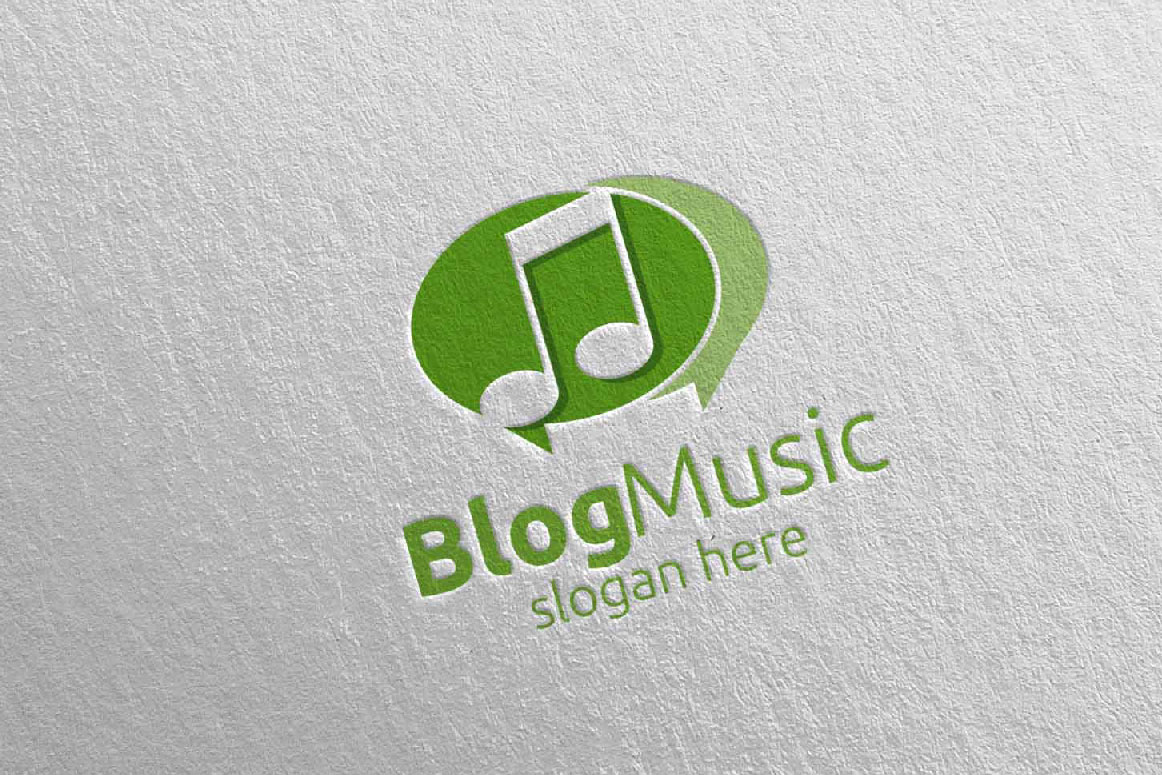 Download Шаблон логотипа "Blog Music with Note Concept 41 Logo Template" / Blog Music with Note Concept 41 Logo Template - Шаблон логотипа на тему графика music logo karaoke melody movie multimedia record voice singer note sound song play wave video volume audio vector compose blog