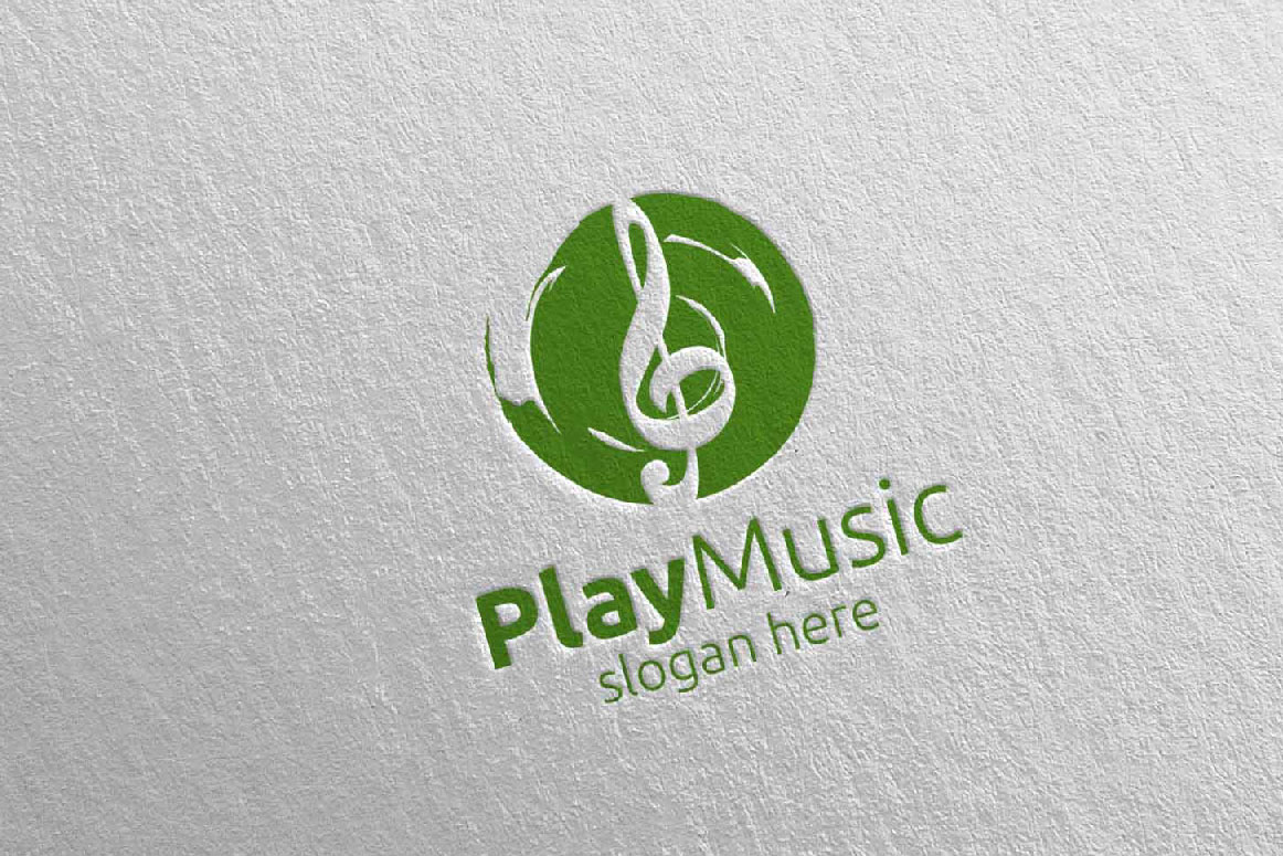 Download Шаблон логотипа "Abstract Music with Note and Play Concept 44 Logo Template" / Abstract Music with Note and Play Concept 44 Logo Template - Шаблон логотипа на тему графика music logo karaoke melody movie multimedia record voice singer note sound song play video volume audio vector compose disco abstract