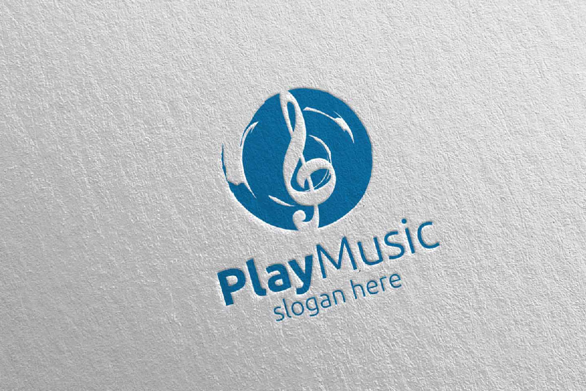 Download Шаблон логотипа "Abstract Music with Note and Play Concept 44 Logo Template" / Abstract Music with Note and Play Concept 44 Logo Template - Шаблон логотипа на тему графика music logo karaoke melody movie multimedia record voice singer note sound song play video volume audio vector compose disco abstract