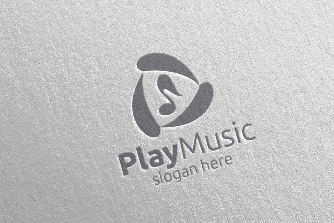 Download Шаблон логотипа "Abstract Music with Note and Play Concept 46 Logo Template" / Abstract Music with Note and Play Concept 46 Logo Template - Шаблон логотипа на тему графика music logo karaoke melody movie multimedia record voice singer note sound song play video volume audio vector compose disco abstract