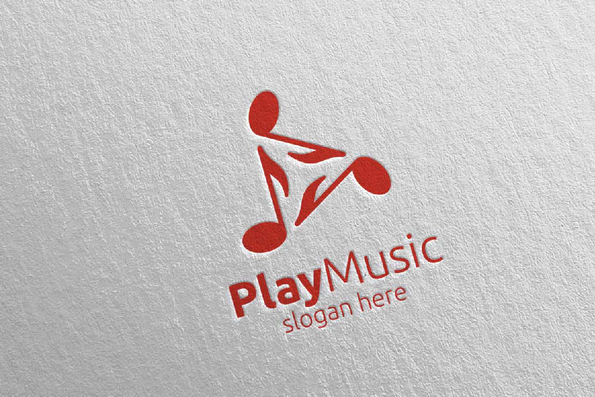 Download Шаблон логотипа "Abstract Music with Play Concept 49 Logo Template" / Abstract Music with Play Concept 49 Logo Template - Шаблон логотипа на тему графика music logo karaoke melody movie multimedia record voice singer note sound song play video volume audio vector compose disco abstract