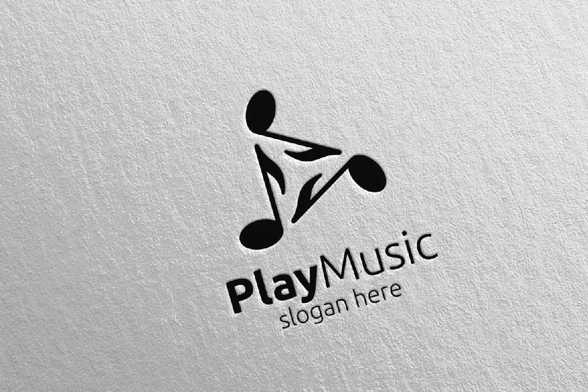 Download Шаблон логотипа "Abstract Music with Play Concept 49 Logo Template" / Abstract Music with Play Concept 49 Logo Template - Шаблон логотипа на тему графика music logo karaoke melody movie multimedia record voice singer note sound song play video volume audio vector compose disco abstract