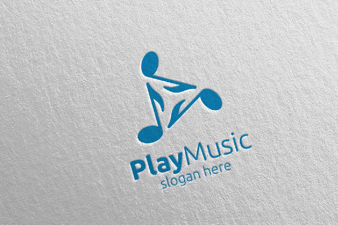 Download Шаблон логотипа "Abstract Music with Play Concept 49 Logo Template" / Abstract Music with Play Concept 49 Logo Template - Шаблон логотипа на тему графика music logo karaoke melody movie multimedia record voice singer note sound song play video volume audio vector compose disco abstract