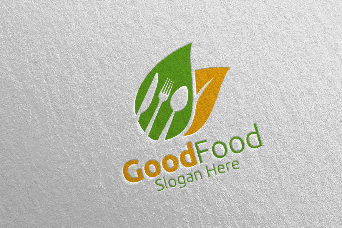 Download Шаблон логотипа "Healthy Food for Restaurant or Cafe 6 Logo Template" / Healthy Food for Restaurant or Cafe 6 Logo Template - Шаблон логотипа на тему графика food logo fork fresh cafe catering chef cooking restaurant knife diet eat eco green kitchen vegetarian spoon supplement nutrition vegan