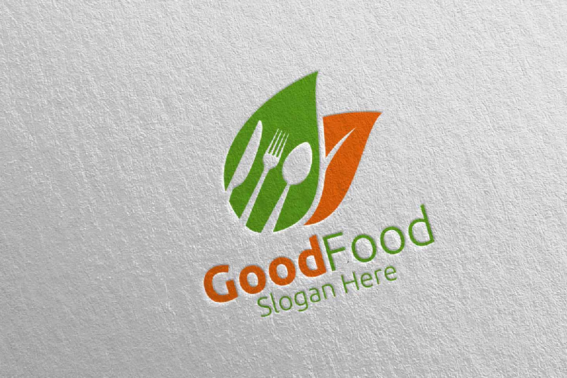 Download Шаблон логотипа "Healthy Food for Restaurant or Cafe 6 Logo Template" / Healthy Food for Restaurant or Cafe 6 Logo Template - Шаблон логотипа на тему графика food logo fork fresh cafe catering chef cooking restaurant knife diet eat eco green kitchen vegetarian spoon supplement nutrition vegan