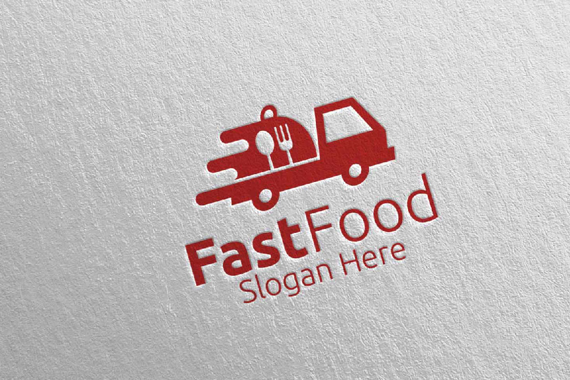 Download Шаблон логотипа "Courier Fast Food for Restaurant or Cafe 41 Logo Template" / Courier Fast Food for Restaurant or Cafe 41 Logo Template - Шаблон логотипа на тему графика food logo fork fresh cafe catering chef cooking restaurant knife diet eat eco green kitchen courier vegetarian spoon supplement fast