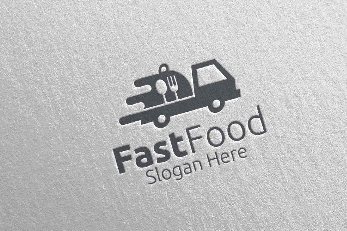 Download Шаблон логотипа "Courier Fast Food for Restaurant or Cafe 41 Logo Template" / Courier Fast Food for Restaurant or Cafe 41 Logo Template - Шаблон логотипа на тему графика food logo fork fresh cafe catering chef cooking restaurant knife diet eat eco green kitchen courier vegetarian spoon supplement fast