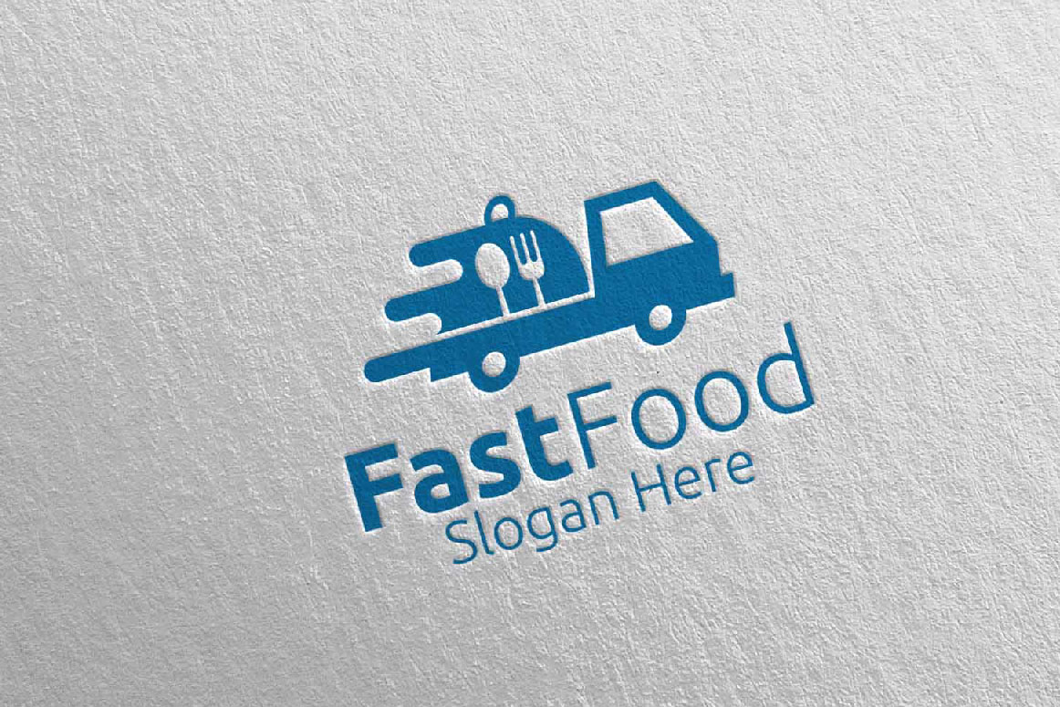 Download Шаблон логотипа "Courier Fast Food for Restaurant or Cafe 41 Logo Template" / Courier Fast Food for Restaurant or Cafe 41 Logo Template - Шаблон логотипа на тему графика food logo fork fresh cafe catering chef cooking restaurant knife diet eat eco green kitchen courier vegetarian spoon supplement fast