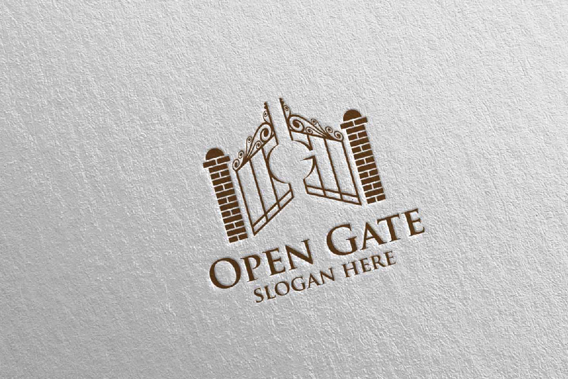 Download Шаблон логотипа "Real estate with Open Gate Property and Home shape Logo Template" / Real estate with Open Gate Property and Home shape Logo Template - Шаблон логотипа на тему графика logo real estate open gate icon business vector house design home building illustration sign construction architecture concept property company abstract