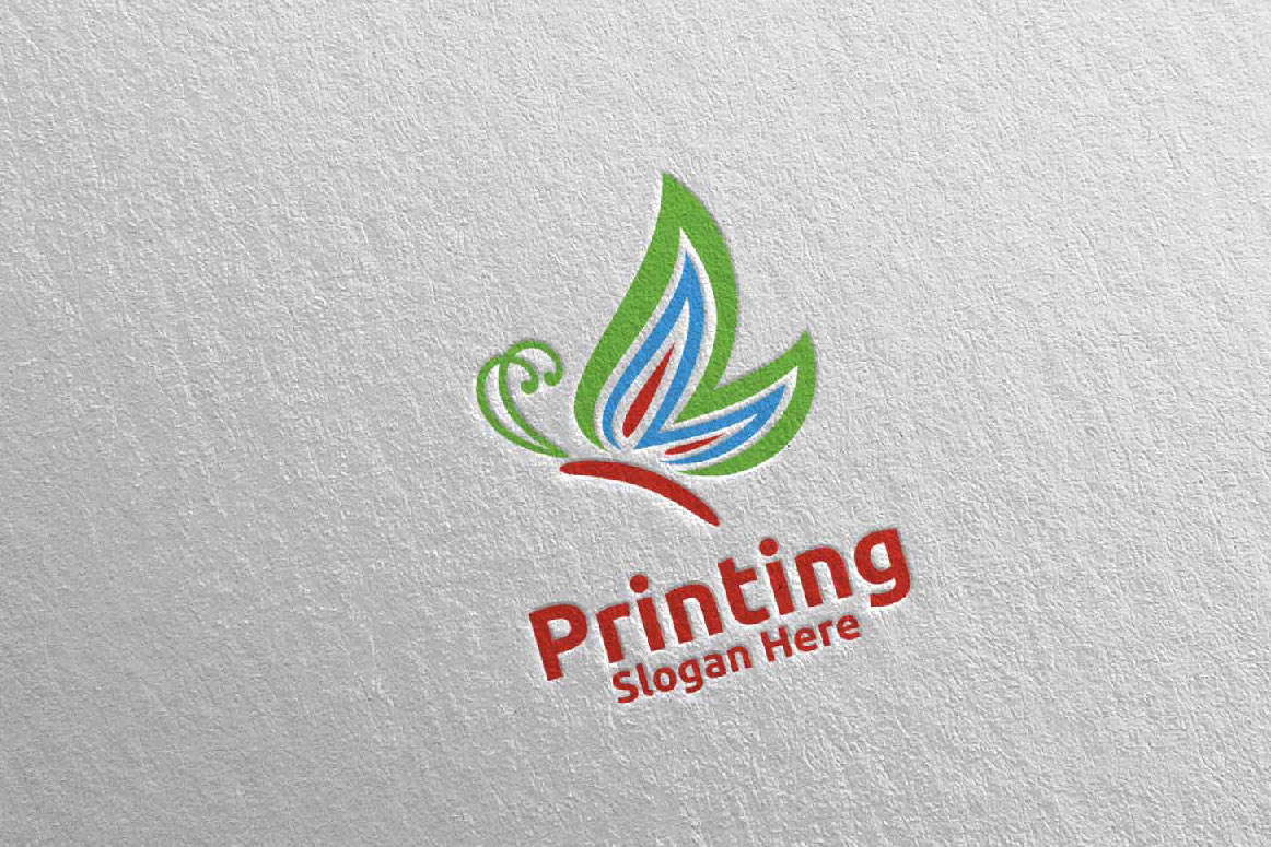 Download Шаблон логотипа "Butterfly Printing Company Design Logo Template" / Butterfly Printing Company Design Logo Template - Шаблон логотипа на тему графика butterfly,logo,printing,media,printer,retail,scan,toner,album,book,journal,paint,advertising,copy,newspaper,paper,cmyk,color,colorful,magazine
