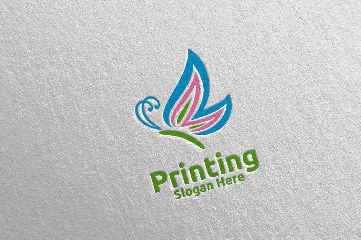 Download Шаблон логотипа "Butterfly Printing Company Design Logo Template" / Butterfly Printing Company Design Logo Template - Шаблон логотипа на тему графика butterfly,logo,printing,media,printer,retail,scan,toner,album,book,journal,paint,advertising,copy,newspaper,paper,cmyk,color,colorful,magazine